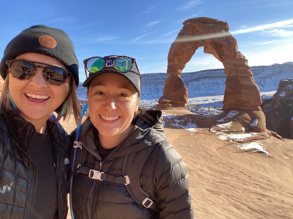 Andy and Hillary Walker Hiking Arches National Park
